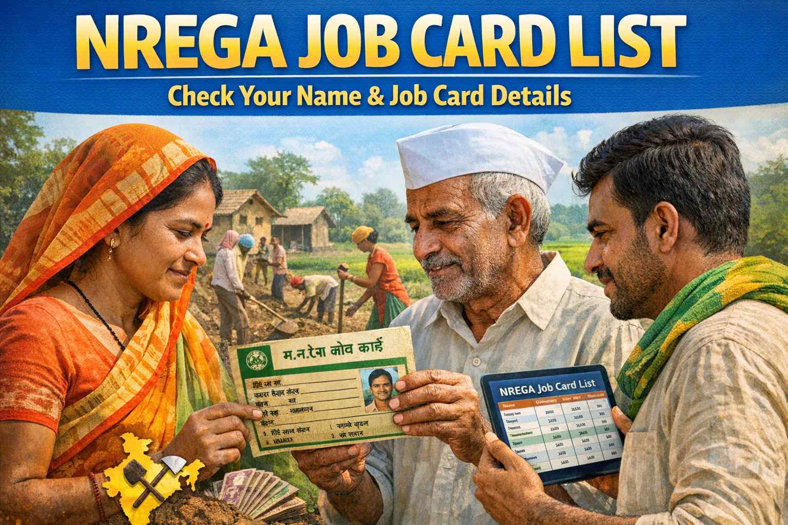 NREGA Job Card List showing rural workers verifying job card details